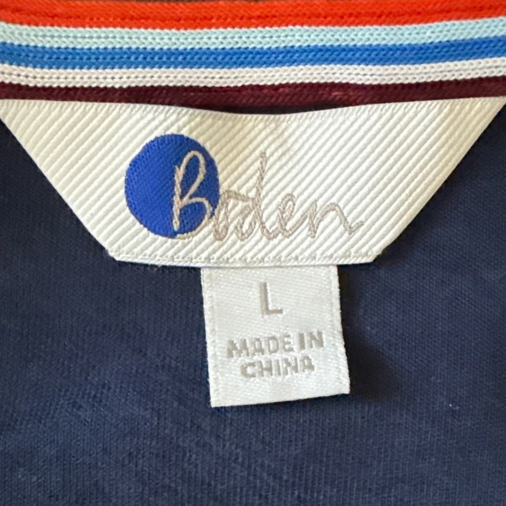 Boden Mens Track Jacket Full Zip Large Green Navy Orange Colorblock Athletic